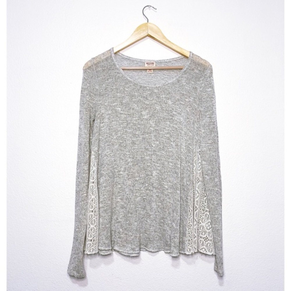 Mossimo Gray Lace Scoop Neck Sweater Size Medium